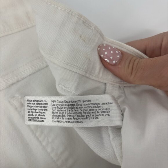 Eileen Fisher White Skinny Jeans Women's Size 16 Stretch Raw Hem - Picture 8 of 12
